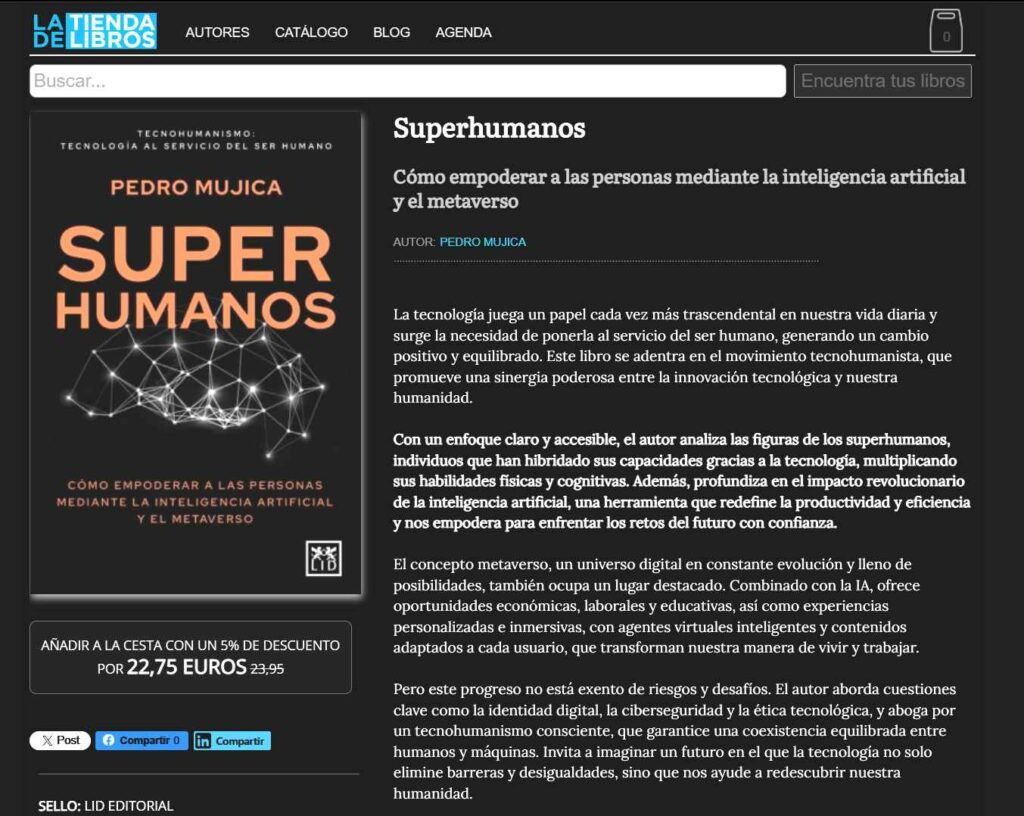 Pedro Mujica Tecnohumanismo SUPERHUMANOS Editorial AMUZARA punto de venta