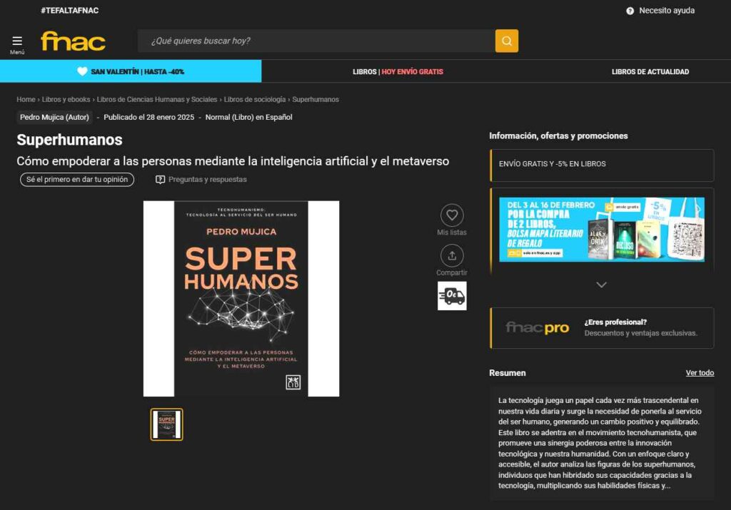 Pedro Mujica Tecnohumanismo SUPERHUMANOS FNAC punto de venta